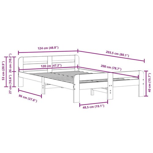 vidaXL Posteljni okvir brez vzmetnice voščeno rjav 120x200 cm borovina Cene