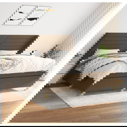 vidaXL Box spring postelja z vzmetnico temno rjava 180x200 cm blago Cene