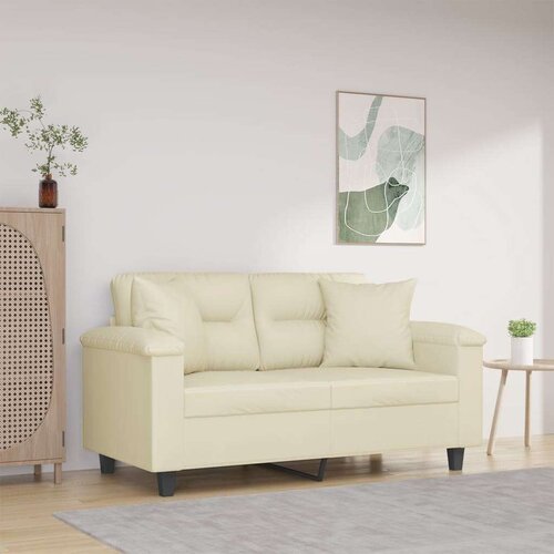vidaXL Dvosjed s ukrasnim jastucima Krem 120 cm od umjetne kože Cijene