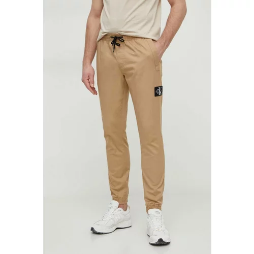 Calvin Klein Jeans Hlače moški, bež barva