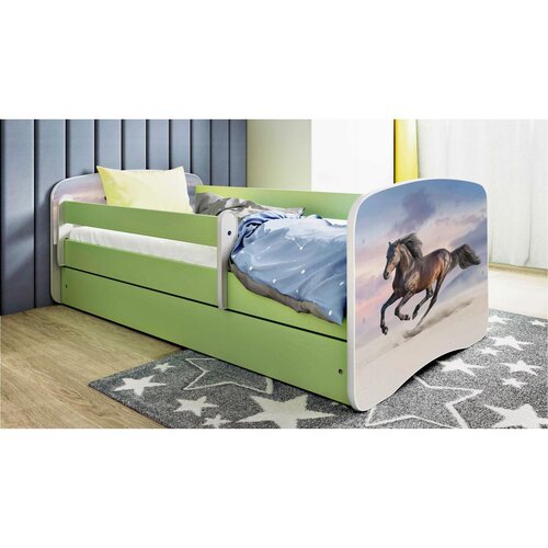 MID.YOU Dječji krevet Dreamy trkaći konj 160x80 sa madracem s ladicom Zelena Cijene
