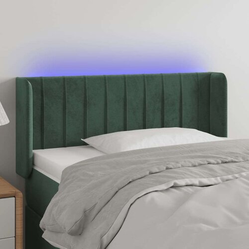 vidaXL LED posteljno vzglavje temno zeleno 83x16x78/88 cm žamet Cene