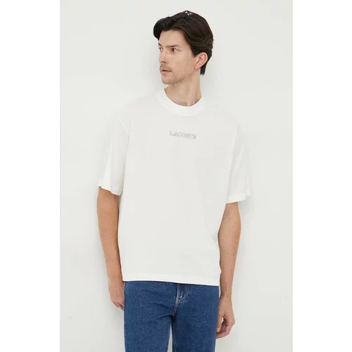 Lacoste Bombažna kratka majica bela barva