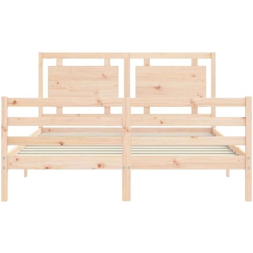 VidaXL Okvir kreveta s uzglavljem 160 x 200 cm od masivnog drva Slike