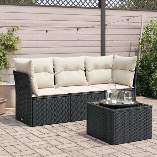 vidaXL 4-dijelni set vrtnih sofa od poliratana s jastucima crni Cijene