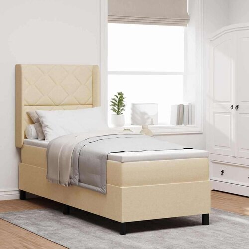 Box spring krevet s madracem Krema 90 x 190 cm tkanina Cijene