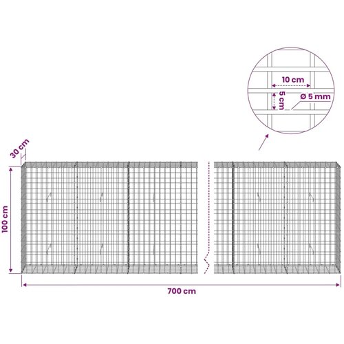  Gabion s žicom debljine 5 mm i mrežom 5x10 cm 700x30x100 cm - 30 cm 100 cm 700 cm Slike