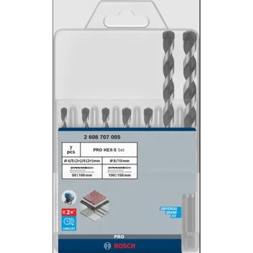 Bosch PRO HEX-5 Drill Bit 7pc set 4x100/5x100/5x100/6x100/6x100/8x150/10x150mm - 2608707005 Cijene