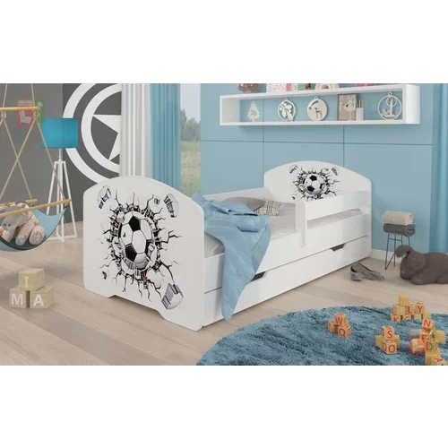 ADRK Furniture Otroška postelja Pepe grafika - 80x160 cm z ograjico in predalom