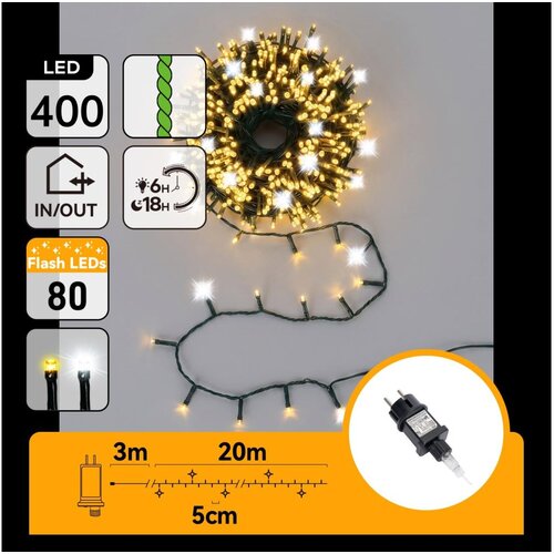 Aigostar LED spolja&amp;scaron;nji božićni niz 320xLED+80xLED 23m IP44 topla+hladna bela Slike