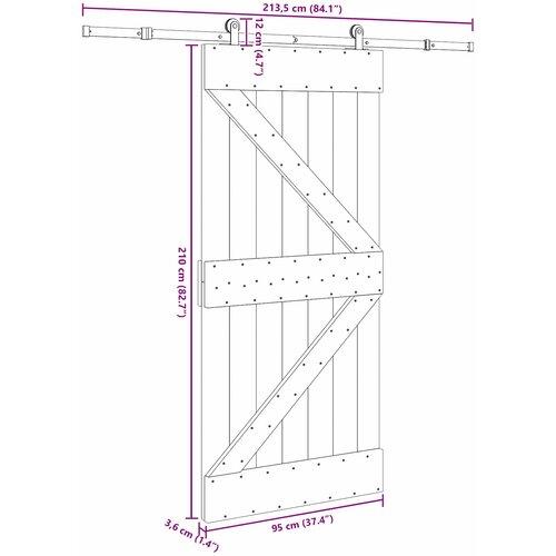 Klizna vrata NARVIK Prirodna i crna 95 x 210 cm (213,5 cm) Slike