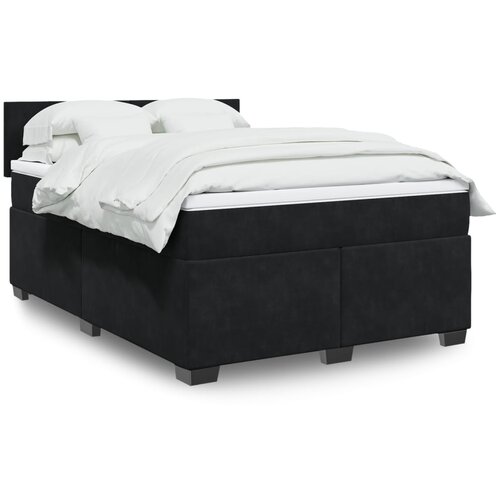 The Living Store Box spring postelja z vzmetnico črna 140x200 cm žamet - Box Spring Postelja, (21428217) Slike
