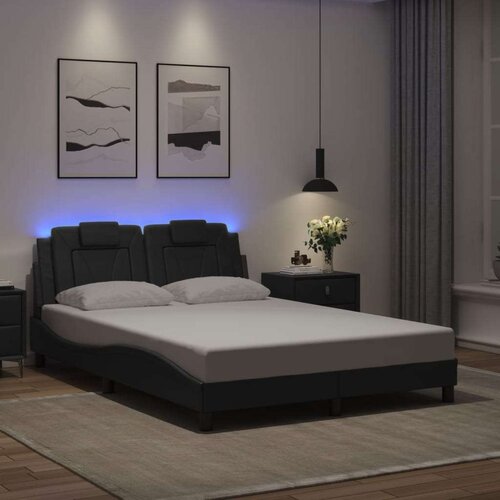  Okvir kreveta s LED svjetlima sivi 120 x 200 cm umjetna koža Slike