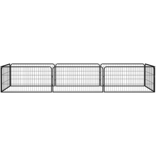  Ograda za pse s 8 panela crna 100 x 50 cm čelik obložen prahom Slike