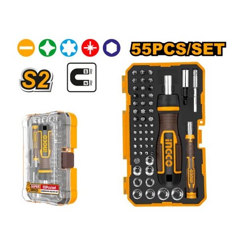 Ingco hksdb0558 set preciznih odvijača i bitova 55kom super ( HKSDB0558 ) Slike