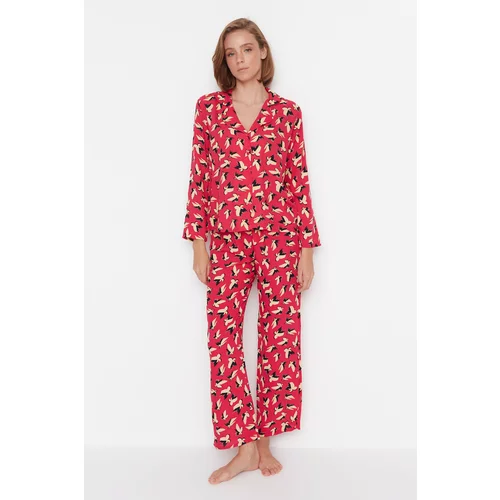 Trendyol Multicolored Animal Patterned Viscose Woven Pajamas Set