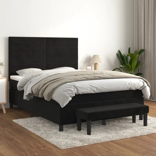 vidaXL Box spring postelja z vzmetnico črna 140x200 cm žamet