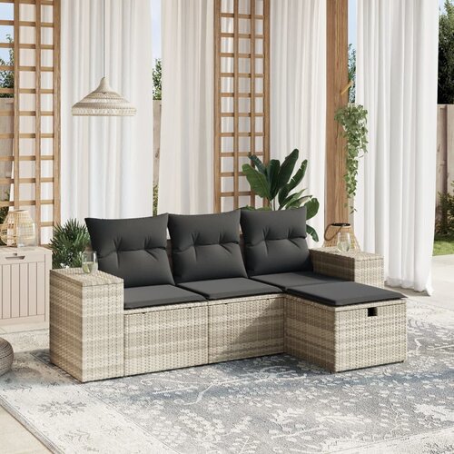 vidaXL 4-dijelni set vrtnih sofa s jastucima svijetlosivi poliratan Cijene