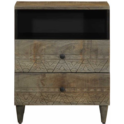 Maison Chic Nočna omarica - Nočna miza svetlo siva 50x33x60 cm masivni les Mango, (21687350) Slike