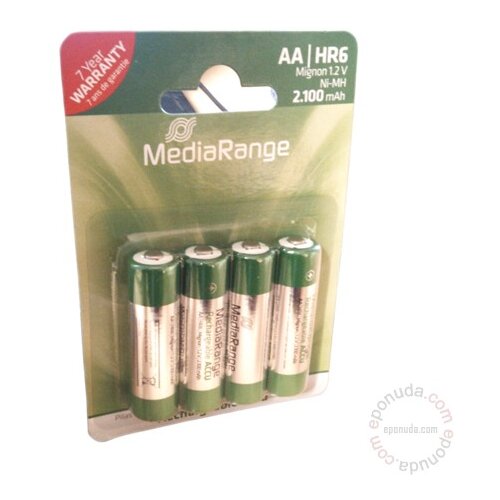Mediarange punjive baterije-akumulatori 4kom recharg 2100mah aa hr6 nimh mrbat121 prc baterija Slike