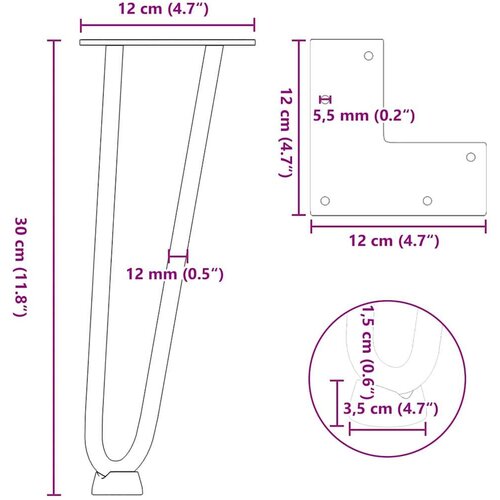  ukosnice noge za stol 4 kom bijele 30 cm čvrstog čelik Slike