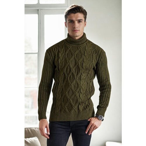 Dewberry 53285 Slim-Fit Fisherman Corded Thick Mens Sweater-Khaki Slike