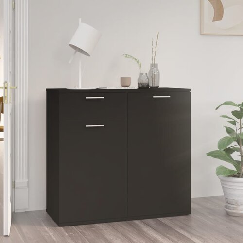 VidaXL Komoda črna 80x36x75 cm iverna plo&amp;scaron;ča Slike