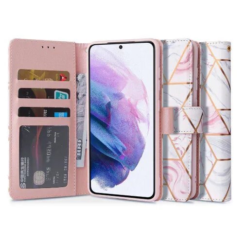 Preklopna torbica Wallet denarnica Fancy Diary Marmor Samsung Galaxy S21 FE G990 - roza Slike