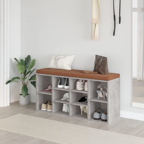 vidaXL Regal za čevlje betonsko siv 103x30x48 cm inženirski les Cene