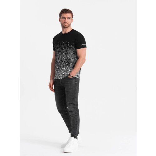 Ombre Men's gradient print cotton t-shirt - black Cene