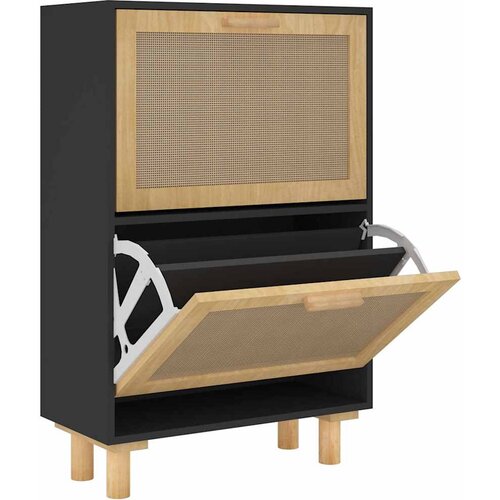 Maison Chic Omarica za obutev - Kopa za čevlje črna 52x25x80 cm inž. les in naravni ratan, (21776221) Slike