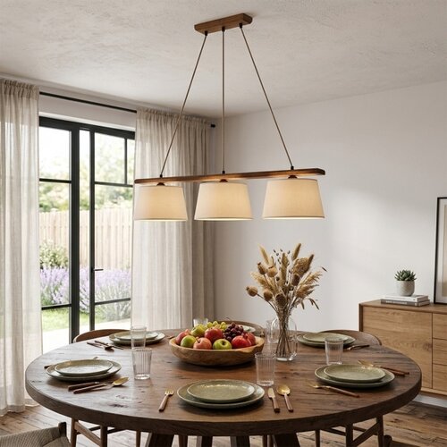  Luster na sajli AIDA 3xE27/15W/230V prečnik 25 cm hrast/krem Slike