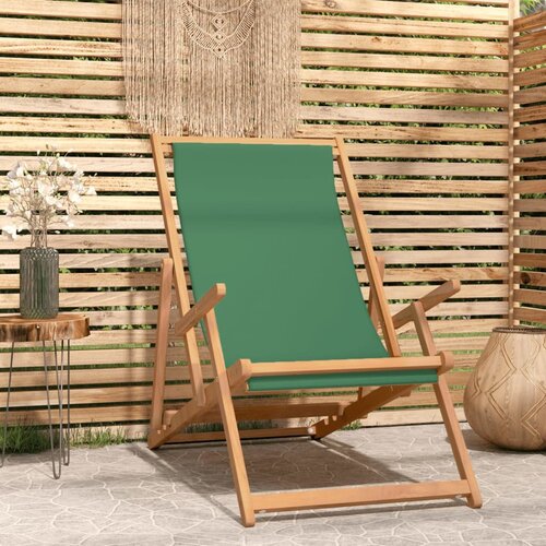 The Living Store Zložljiv stol za na plažo trdna tikovina zelen - Stol Za Na Plažo, (21485443) Cene