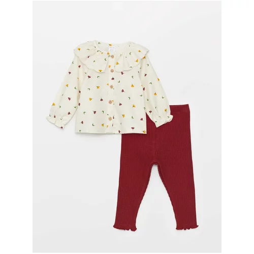 LC Waikiki Bebe Neck Patterned Baby Girl Blouse and Leggings 2-Pack