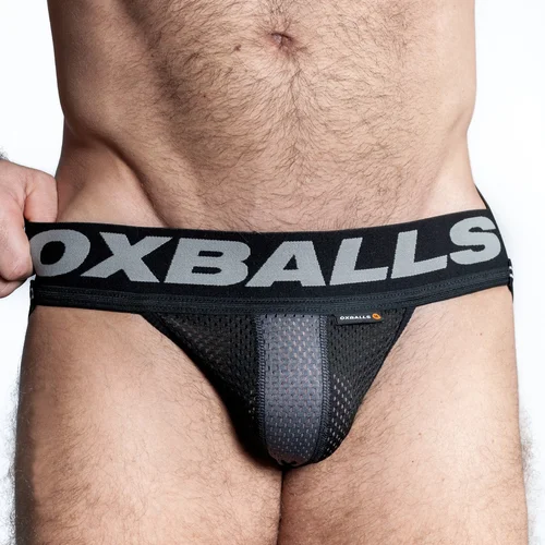 Oxballs OXJOK AIRMESH Upthrust Slider Jock Tar Black L