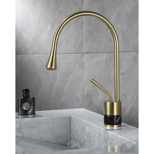  ChatGPT Luksuzna kupaonska armatura, koja se pričvršćuje na pult ili umivaonik | Slavina EYN BF0954<span> - </span>Brušeno zlato - crni mramor, 34 cm Cijene