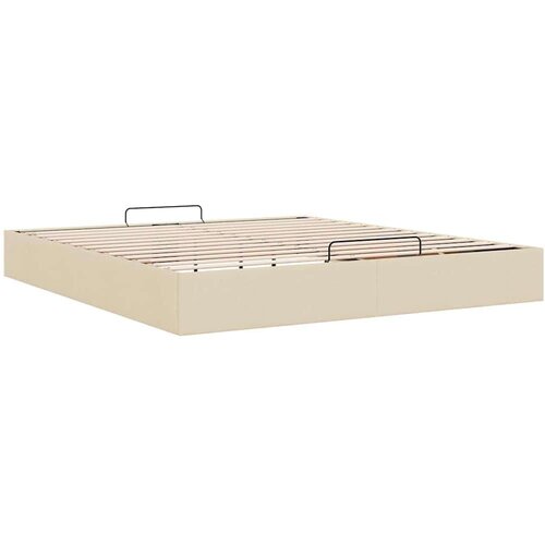 VidaXL Otomanski okvir kreveta bez madraca krem 160x200 cm od tkanine Slike