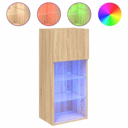 Maison Chic TV omarica - TV stojalo - Televizijska omarica z LED lučmi sonoma hrast 40,5x30x90 cm, (21700601) Slike