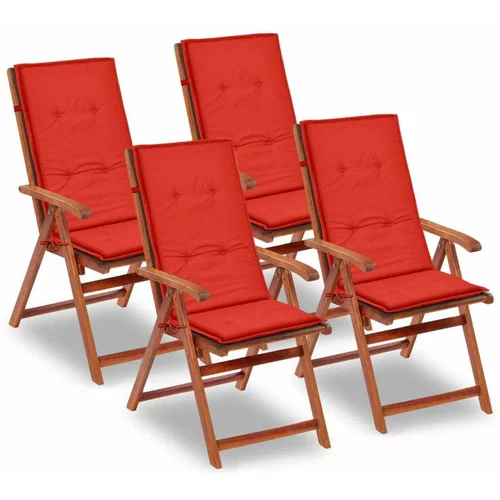  Jastuci za vrtne stolice 4 kom crveni 120x50x3 cm od tkanine