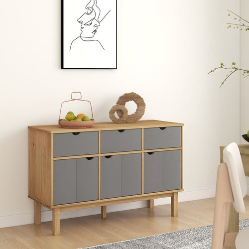  Komoda OTTA smeđe-siva 114 x 43 x 73,5 cm od masivne borovine Slike
