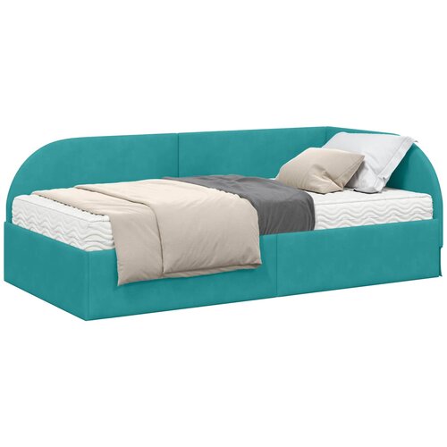 vidaXL Kotni okvir postelje z matrico z vzglavjem 2 pcs Turkizna Žamet, (5000155906) Cene