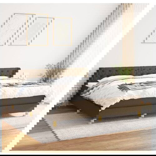 vidaXL Box spring postelja z vzmetnico temno rjava 160x200 c Cene