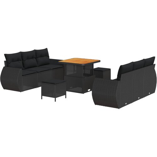 Sjedeća garnitura za vrt 9 kom. Crna poliratan 80 x 80 x 71 cm Slike