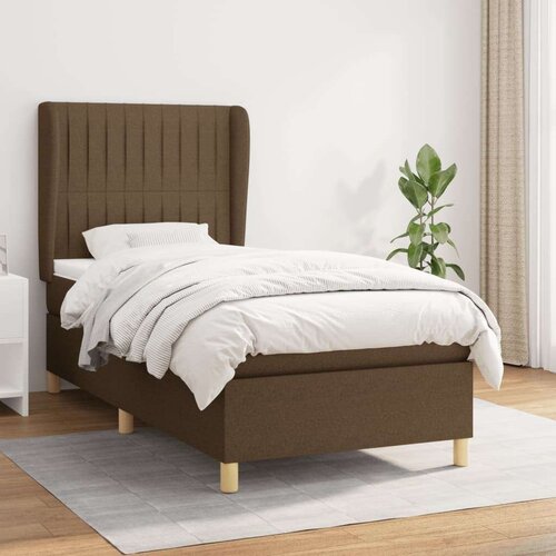  Box spring postelja z vzmetnico temno rjava 90x200 cm blago, (20902010) Slike