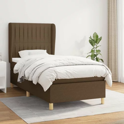  Krevet s oprugama i madracem tamnosmeđi 90 x 200 cm od tkanine