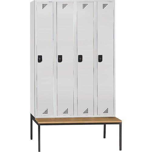 eurokraft pro Večnamenska in garderobna omara, s klopjo, 4 predelki, širina 1200 mm, vrata svetlo siva Cene