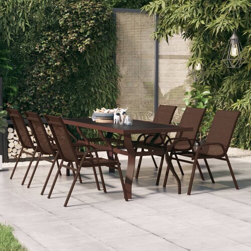 vidaXL Vrtni stol smeđe-crni 180 x 80 x 70 cm od čelika i stakla Cijene