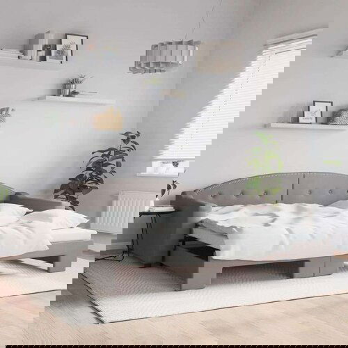  Dnevni krevet na razvlačenje smeđesivi 100 x 200 cm od tkanine Cene