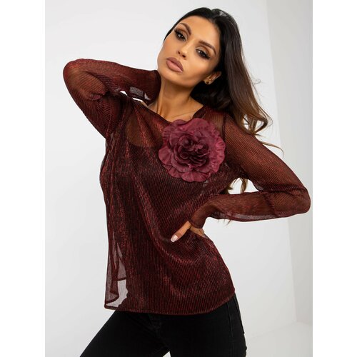 Fashion Hunters Red-and-black shiny evening blouse with top Slike