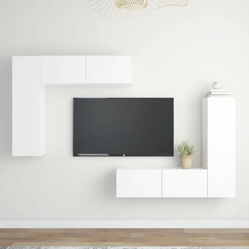  Komplet TV omaric 4-delni bela iverna plošča, (20913955)